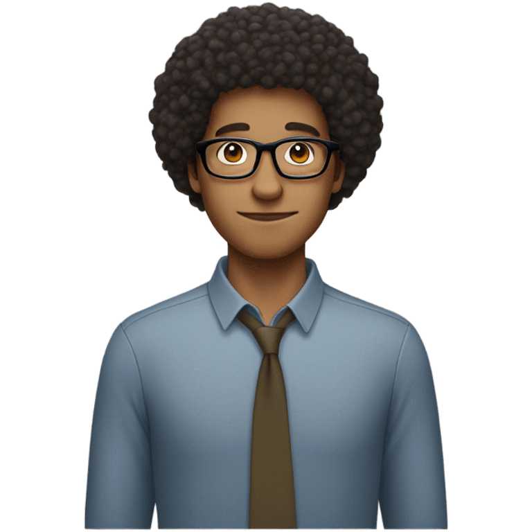 Mixed-race man with afro hair and glasses emoji