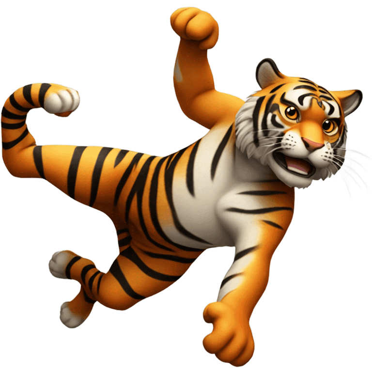 Tiger doing a backflip emoji