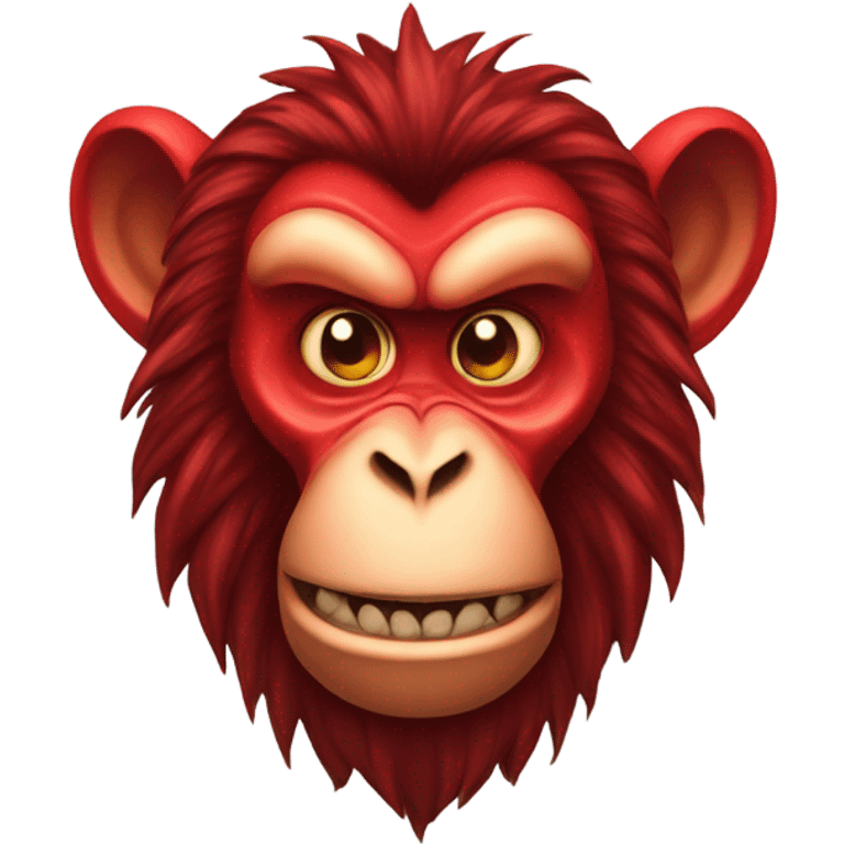 Evil Red monkey with a mane of horns emoji