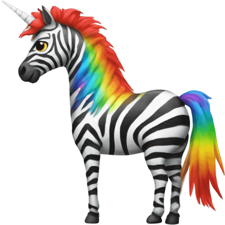 Rainbow zebra unicorn with red wings emoji