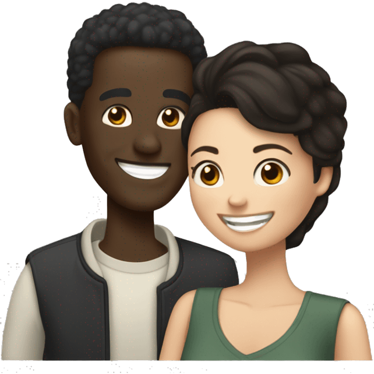 	“A black Somali man with short black hair and a white woman with dark brown hair are laughing together, the woman leaning on his shoulder.” emoji