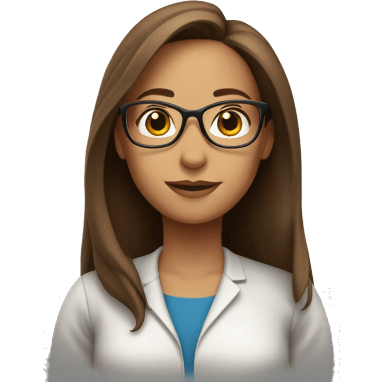 Female teacher in classroom long brown hair glasses emoji