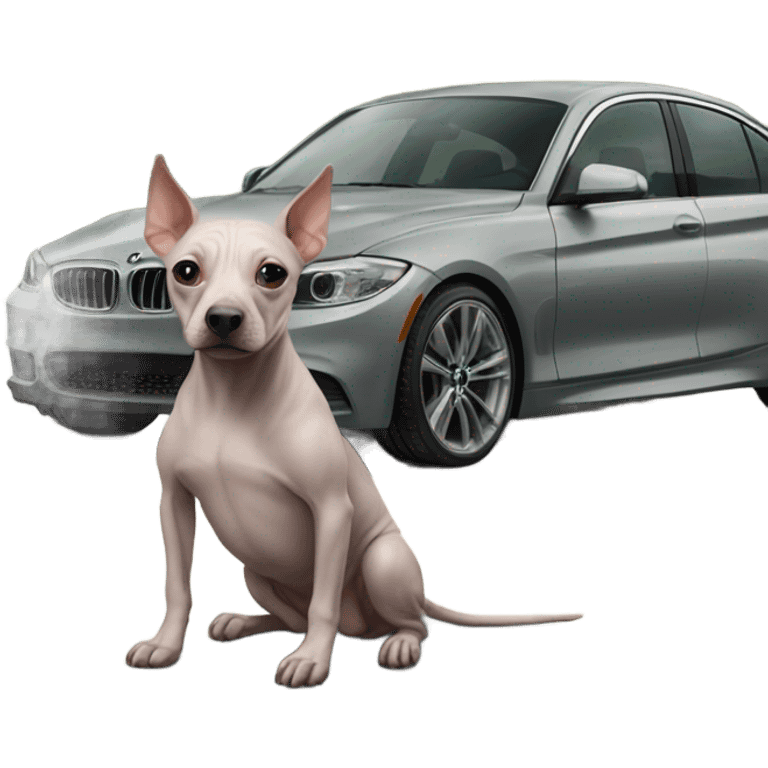 American Hairless Terrier with bmw emoji