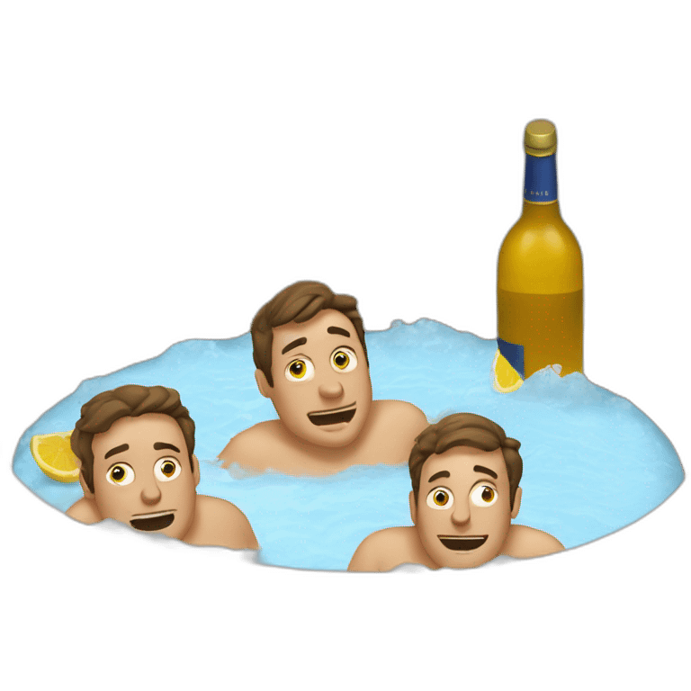 Three drunk men in jaccuzzi emoji