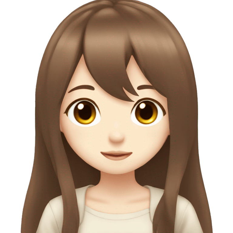 kawaii long brown hair anime girl  emoji