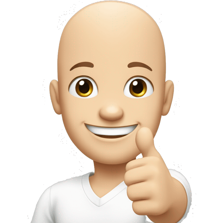 happy bald boy blue-eyed giving thumbs-up no white shirt, just the face and hand emoji