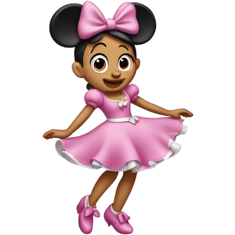 Dancing Minnie Mouse wearing pink  emoji