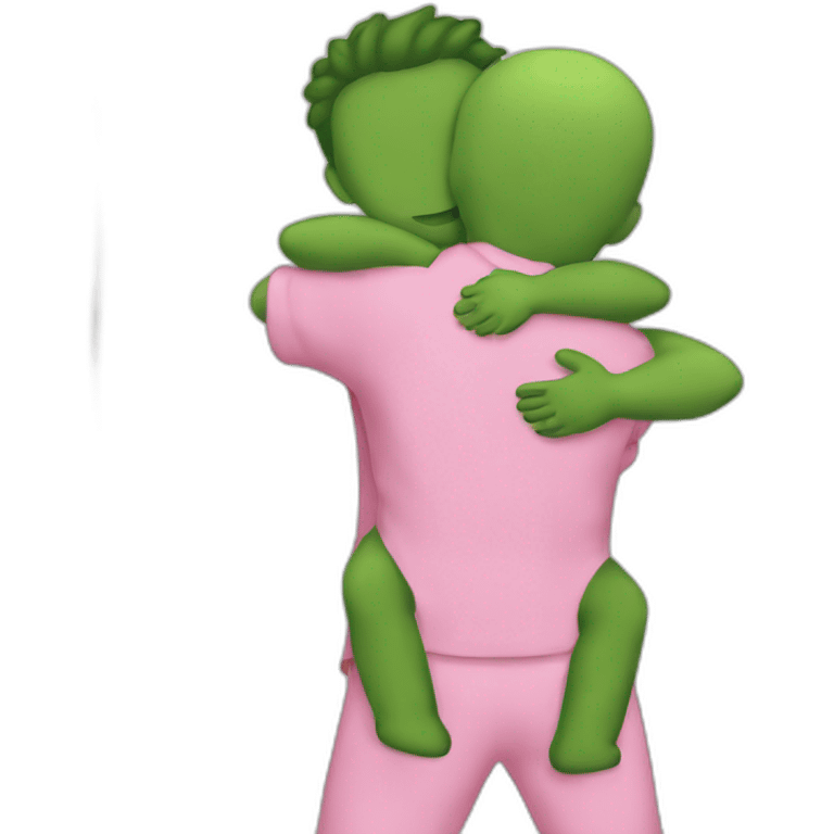 hug pink and green people emoji