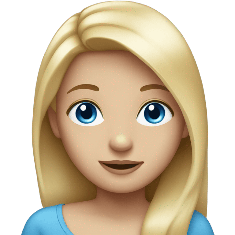 Girl with straight blonde hair and blue eyes emoji