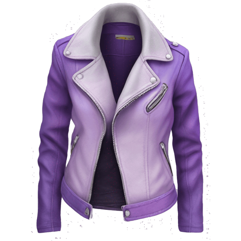 Realistic isolated side view of an open lavender to light purple ombre fashion leather jacket emoji