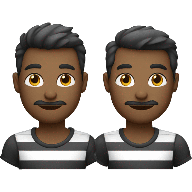 Dois homens abraçados com camisa de listras preta e branca  emoji