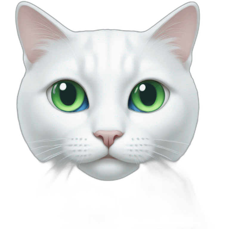 white cat with an eye green and the other blue emoji