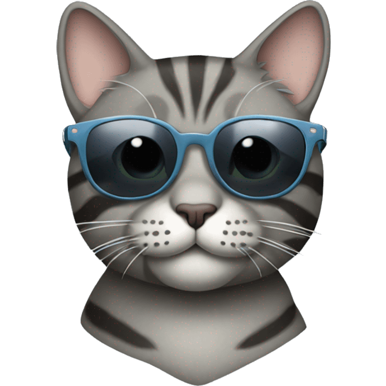 Gray tabby Cat with sunglasses emoji