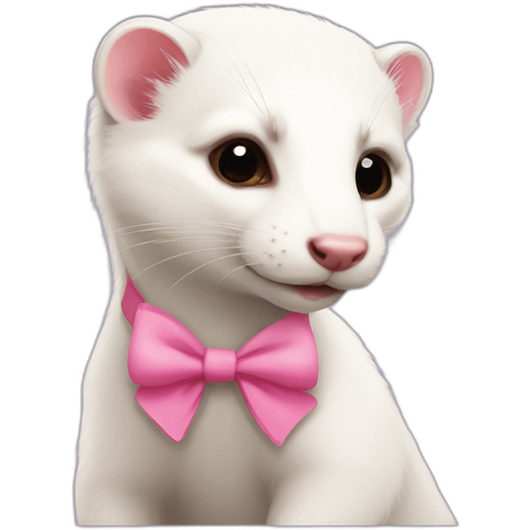 white ferret with pink bow on left ear emoji