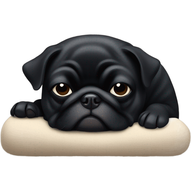 Black pug sleeping emoji