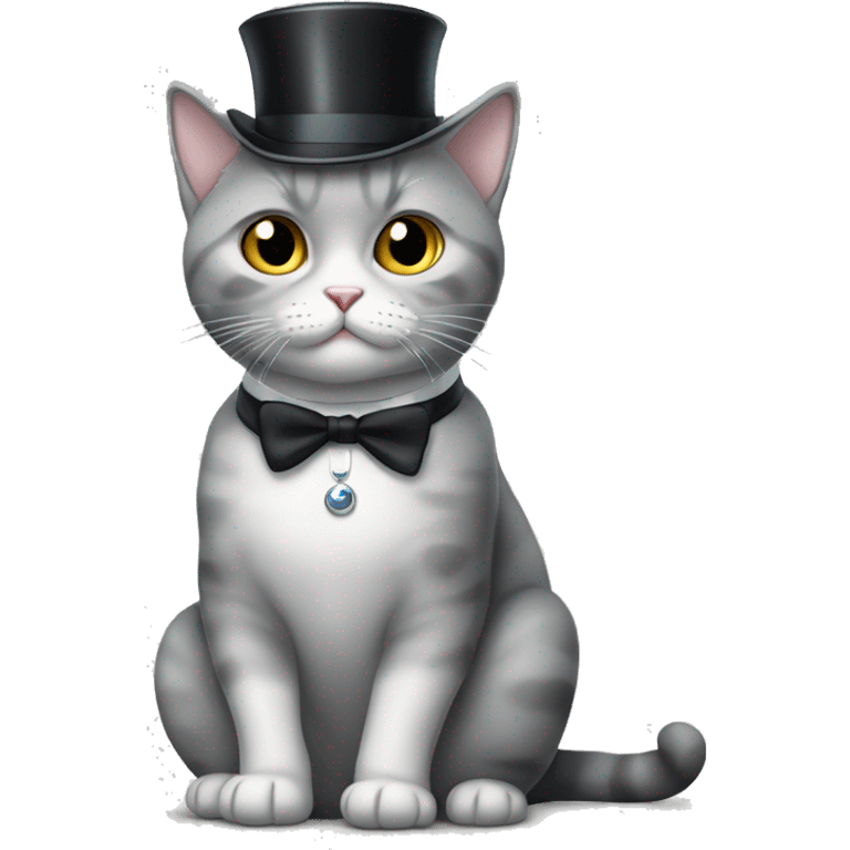 silver british short hair cat with tuxedo and wearing monocle emoji