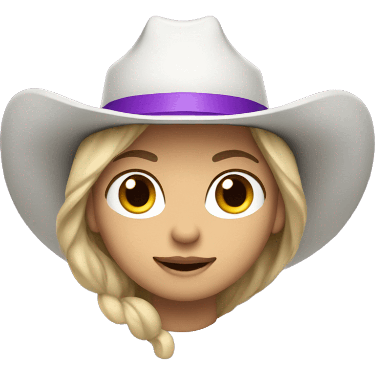 Cowgirl wearing purple cowboy hat white skin emoji