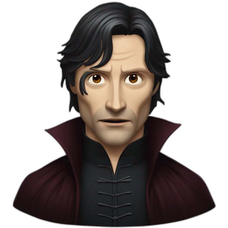 mads mikkelsen as an angry black haired vampire emoji