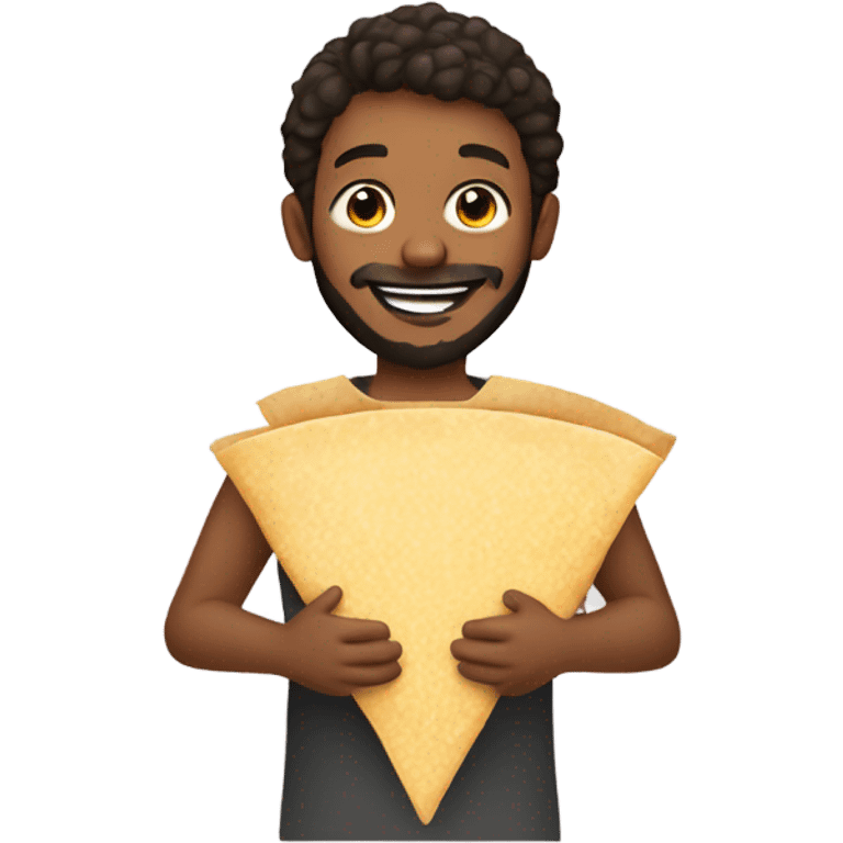 smiling boy with beard holding tortilla emoji