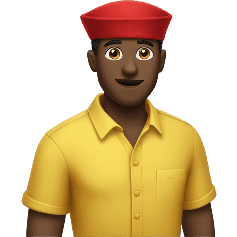 Black guy with a red Fez hat and a yellow shirt emoji