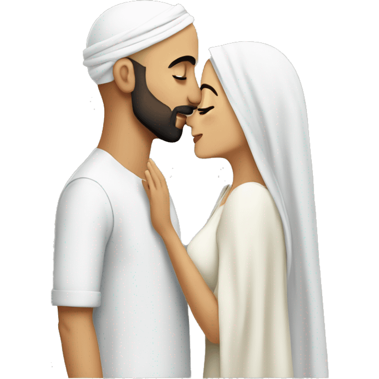 Bald man Arab kissing Arab long hair woman  emoji