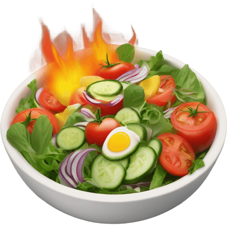 Salad with flames emoji