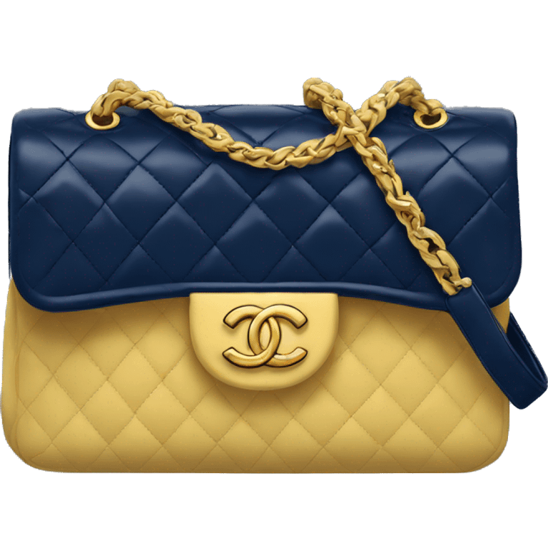 navy blue and gold Chanel bag emoji