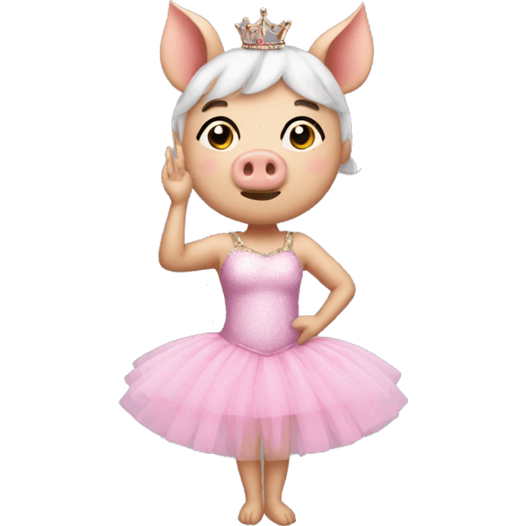 A pig with a tutu tiara and a wand emoji