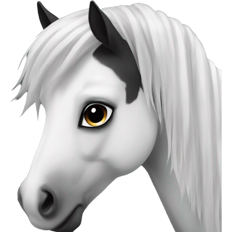 Black and white Horse with long forelock  emoji