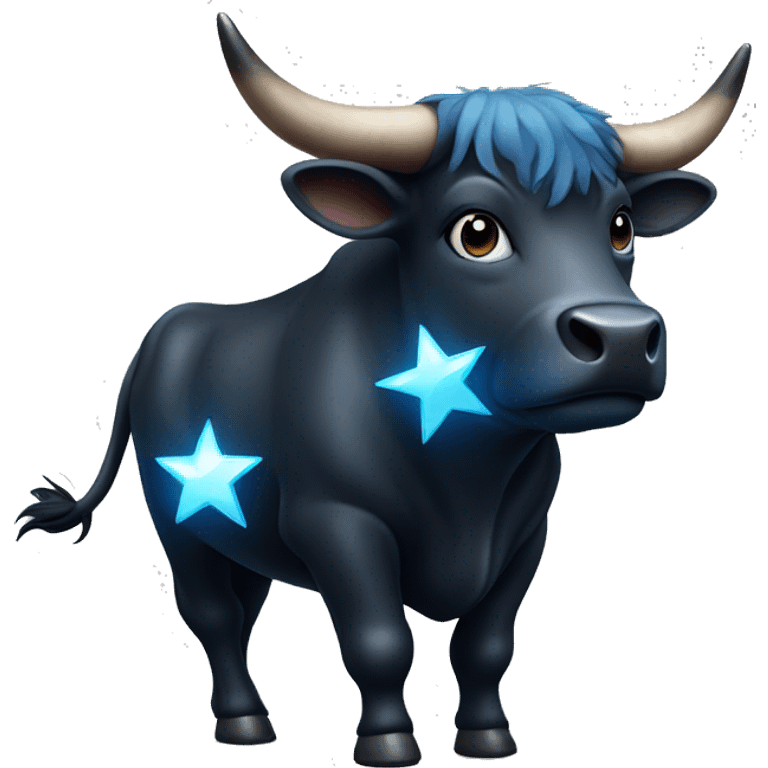 black bull with a shining blue star on his forehead emoji