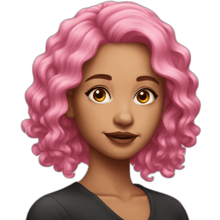 Beautiful Girl,Pink Wavy Hair emoji