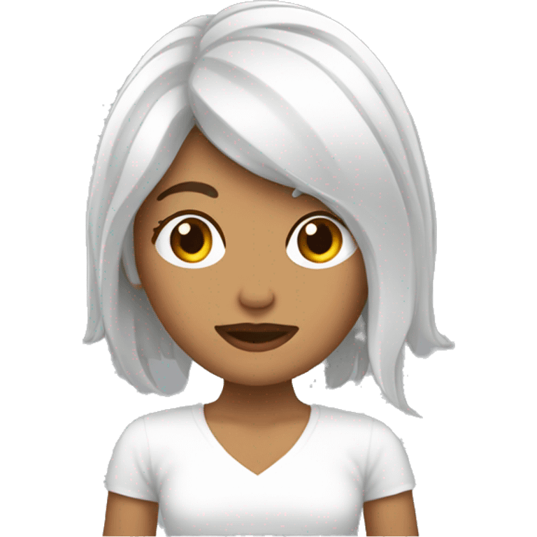 Mujer blanca con el cabello marrón llorando  emoji