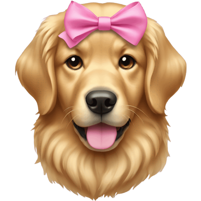 Golden retriever with pink bow emoji