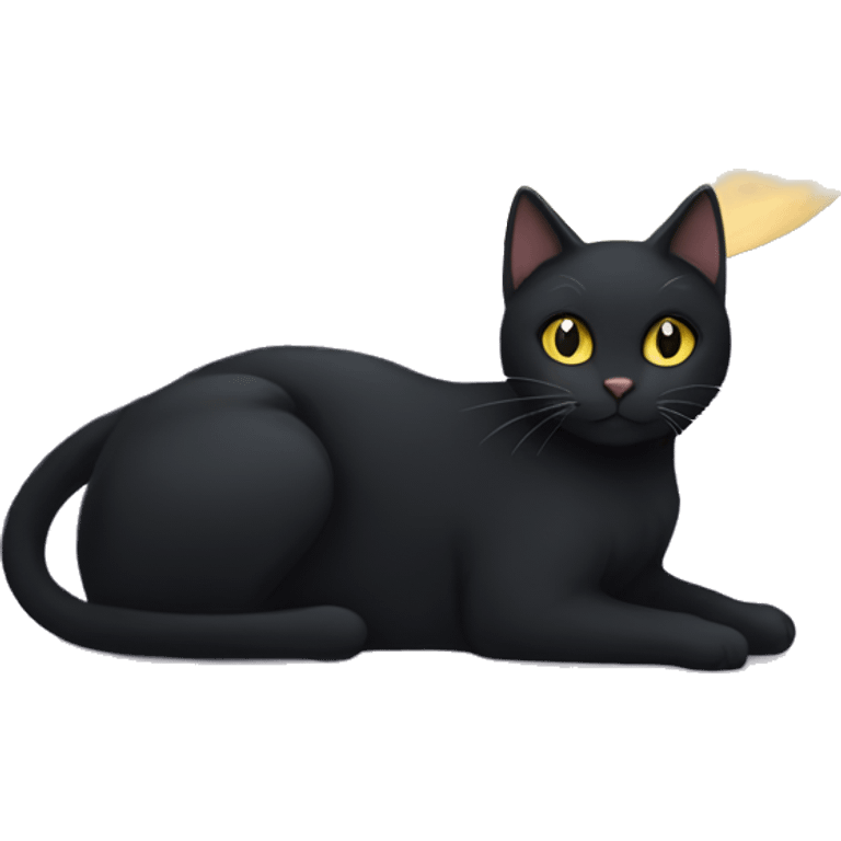 black cat and moon emoji