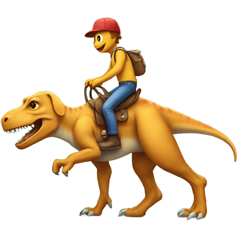 Dinosaur riding a dog emoji