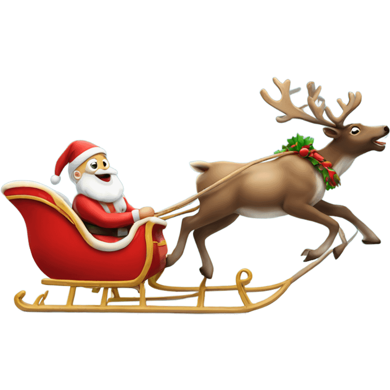 Real Reindeer pulling a sleigh by Santa emoji