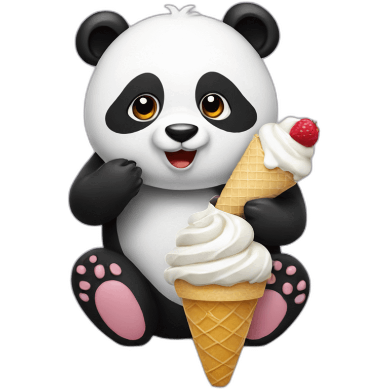 Panda eating ice cream emoji