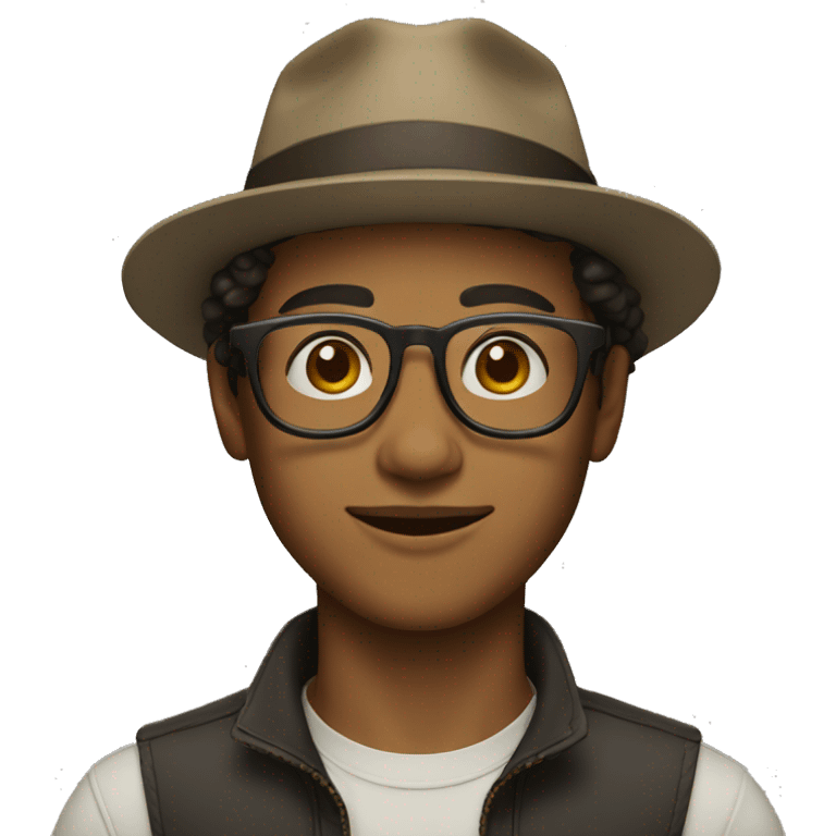 A slightly brown young man wearing glasses and a hat emoji