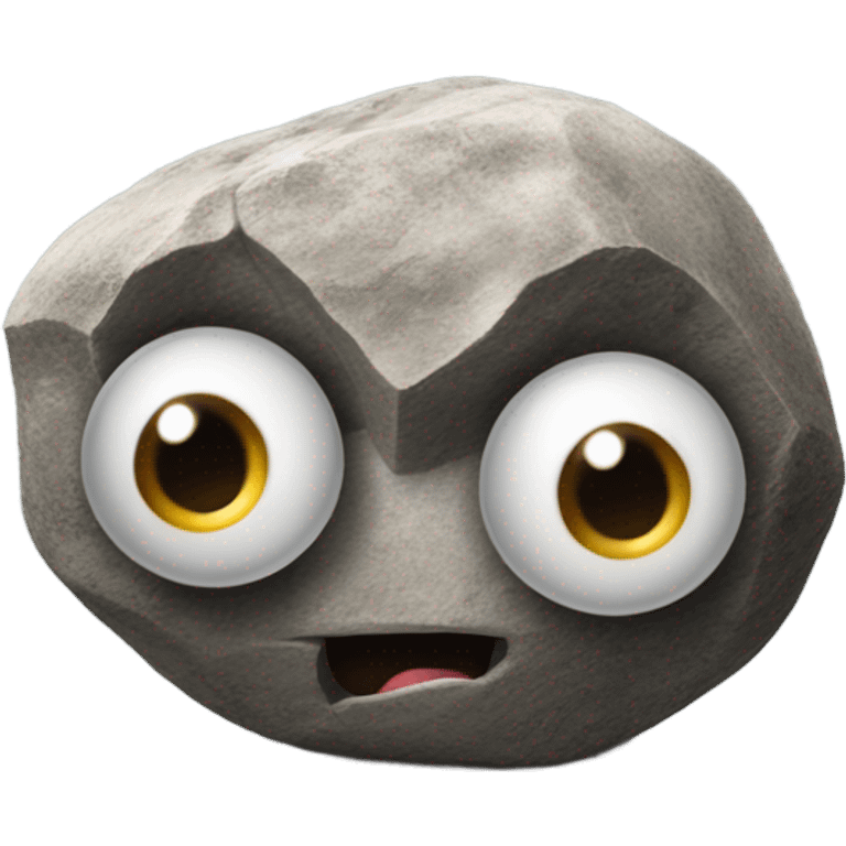 realistic rock with googly eyes glued on emoji