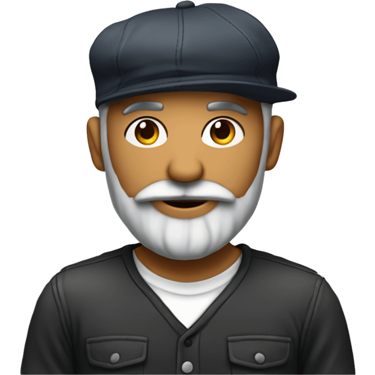 maestro con una linea de barba sin bigote, sin cabello con gorra y ropa casual emoji