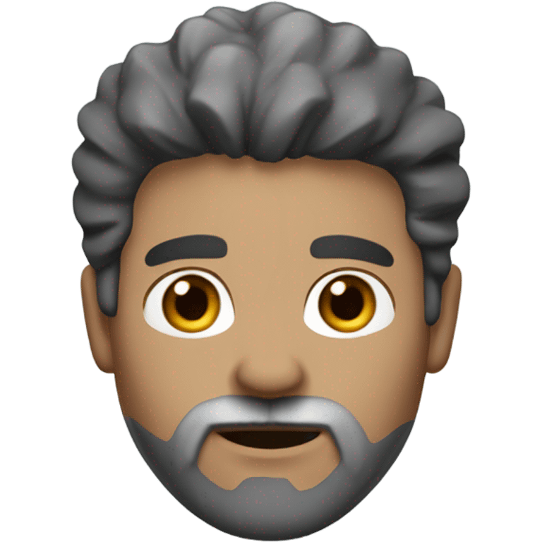 Make a male with a grey and black go tee beard with mainly black hair with some grey hairs  emoji