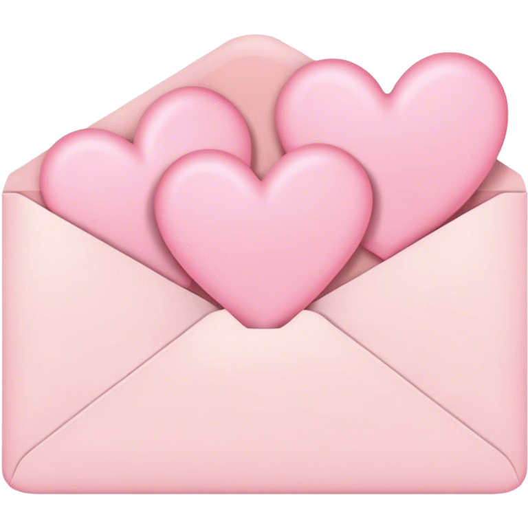 romantic letter with pastel pink hearts emoji