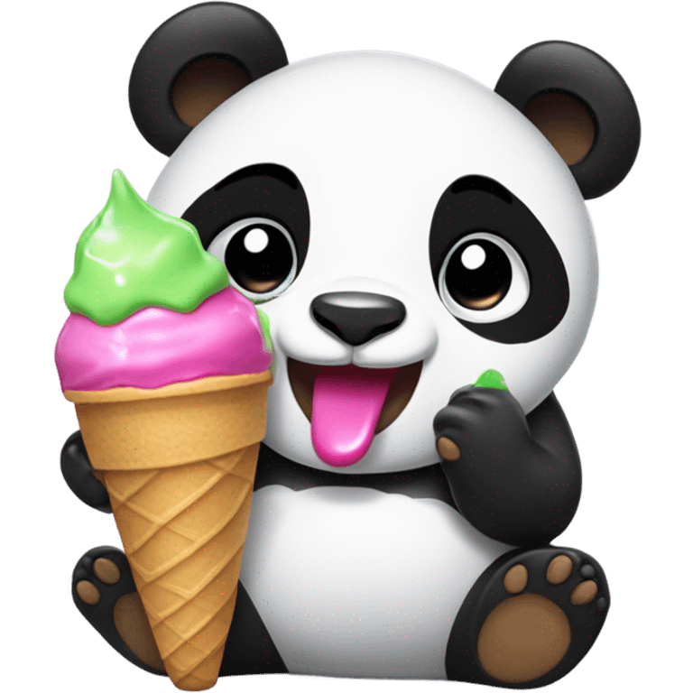 Panda eating ice cream emoji