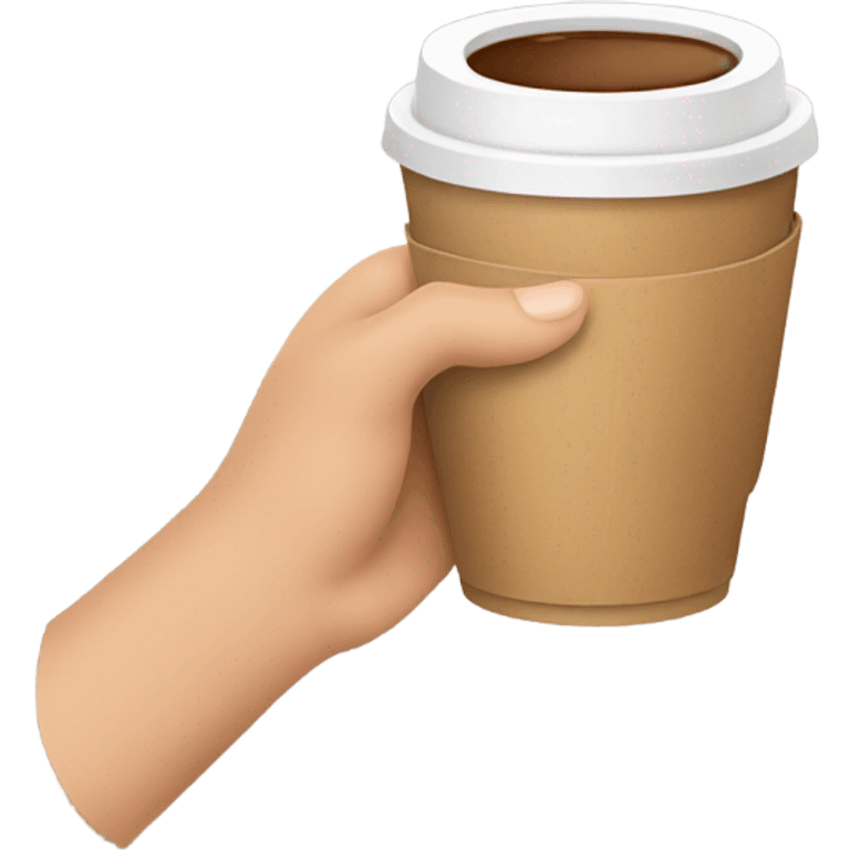 A hand holding a to go coffee cup emoji