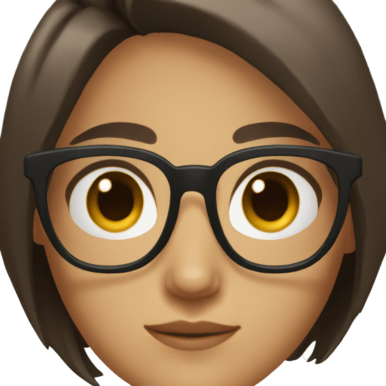 a girl with short dark brown hair and brown eyes and glasses emoji