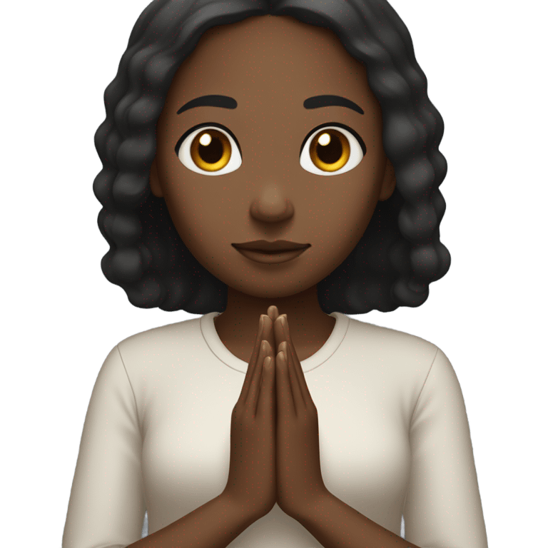 a black girl with straight hair praying  emoji