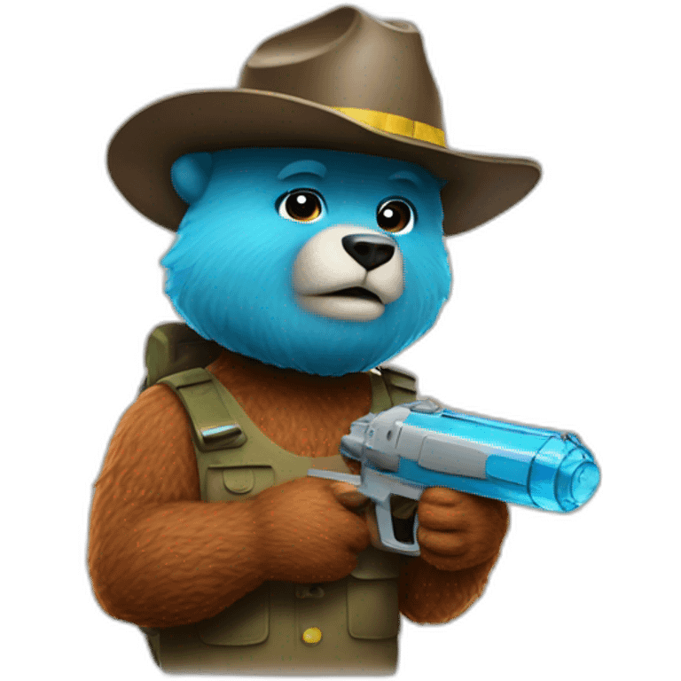 smokey bear with water gun emoji