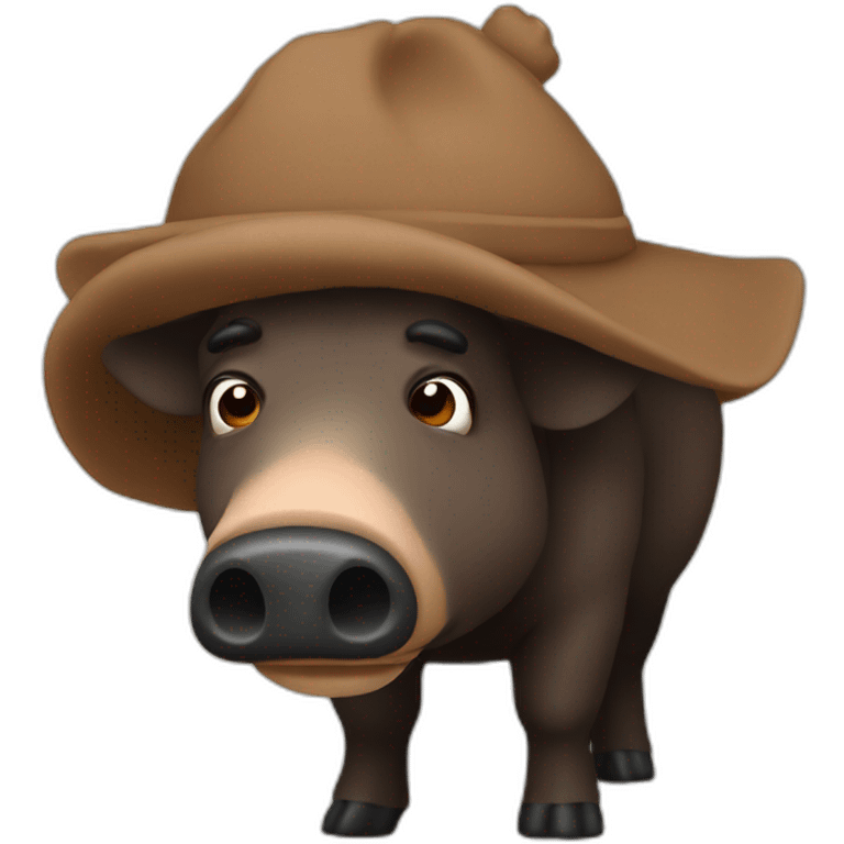 profile really sad brown boar in black common winter hat emoji