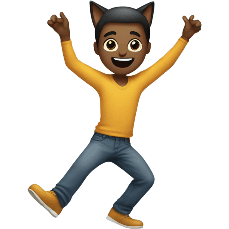 Guy dancing with cat emoji