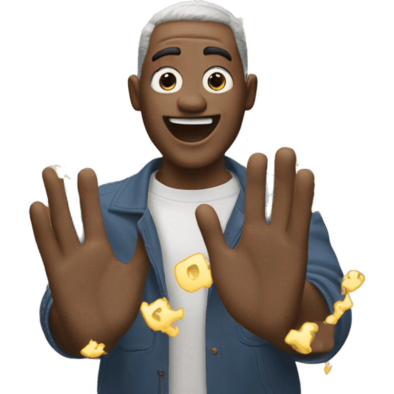 Emoji guy with hands in air disintegrating ￼ emoji